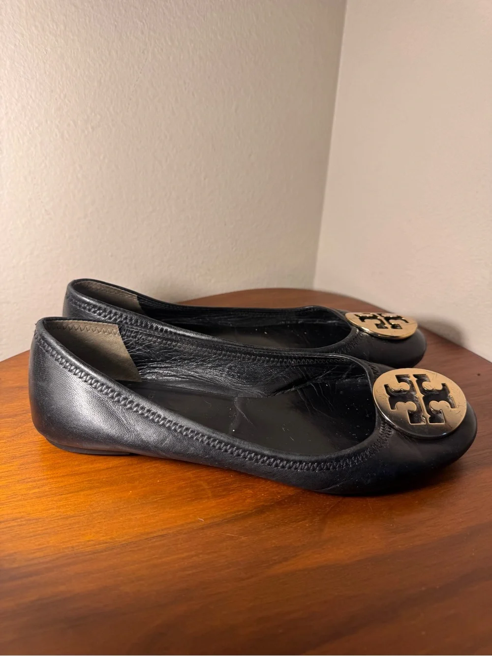 Tory Burch Black Leather Ballet Flats Size 7